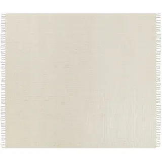 Decke Baumwolle hellbeige mit Fransen 200 x 220 cm MALU