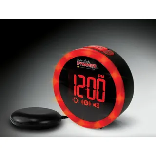 Geemarc Wake'n shake DYNAMITE - Vibrationswecker mit starker Weckton 90dB, Lichtkranz und Lampenfunktion - Rot