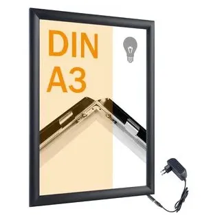 Sprintis Klapprahmen 25 mm Profil, DIN A3, schwarz, Aluminium, mit LED-Beleuchtung