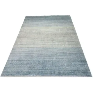 OCI DIE TEPPICHMARKE Teppich Ecoline, rechteckig, Höhe: 7 mm, Kurzflor, dezenter Glanz, Viskose, Handweb, Wohnzimmer blau 170 cm x 240 cm x 7 mm