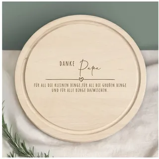 hellomini Frühstücksbrett Frühstücksbrettchen Rund Buche "Danke Papa" Geschenk zum Vatertag, Holz, (1-St), mit Gravur, Vatertagsspruch beige