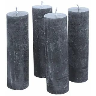 Mirabeau Stumpenkerze Kerze 4er Set Muriel anthrazit (4er Set, 4er Set), none schwarz