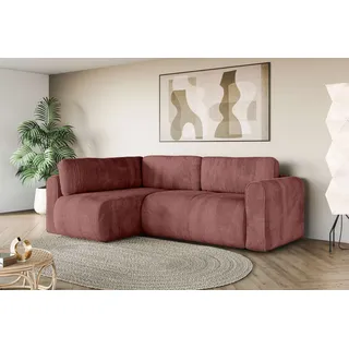 OTTO home Ecksofa OTTO HOME "Zacharia wahlweise Schlafsofa mit Bettkasten, B/T/H 250/166/86 cm", rosa, B:250cm H:86cm T:166cm, 100% Polyester, Sofas, Ecksofa, L-Form mit Wellenunterfederung, Ottomane rechts oder links bestellbar
