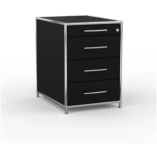 Versee Aktenschrank Büro Standcontainer – 60 / 80 cm, 3 oder 4 Schubladen, Farbauswahl (Schubladencontainer für Büro und Home-Office, 1 Standcontainer) robust & kratzfest, 50kg belastbar schwarz 43,5 cm x 61 cm x 60 cm