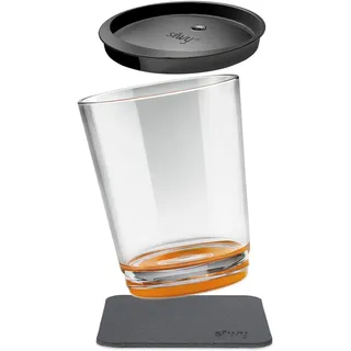 silwy® Magnet-Trinkbecher in der Farbe Hub Orange inkl. einem auslaufsicherem Deckel und einem Metall-Nano-Gel-Pad für standsicheres Platzierung und Transportieren - perfekt für Camping und Boating