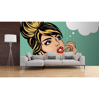 Oedim Wandtattoo, Vinyl, Motiv: Comic Denkmädchen | Wanddekoration | Wanddekoration | Vinyl | Verschiedene Maße 150 x 100 cm | Dekoration für Esszimmer, Wohnzimmer, Schlafzimmer