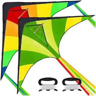 JOYIN Flug-Drache JOYIN 2 Packs Großer Delta Drachen Grün und Regenbogen, (2-tlg)