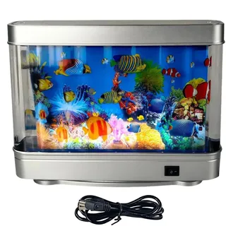 Ruwshuuk Künstliches Aquarium Mit Fischdekor - Künstliches Aquarium Mit Beweglichen Fischen - Niedliches Realistisches Leuchten Sensory Deko Für Geburtstag Baby Erwachsene Kinder Nacht Freude