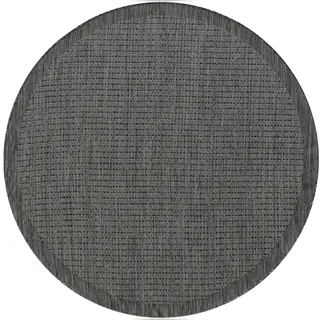 Carpetsale24 In- & Outdoor Teppich Wetterfest 200 cm Rund Einfarbig Schwarz - Wasserfest,Flachgewebe, für Balkon, Garten, Terrasse, Küchenteppich