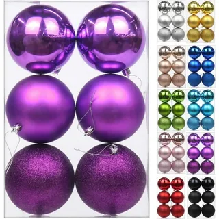 LuxusKollektion Christbaumschmuck Weihnachtskugeln 10cm Lila 6 Stck bunt