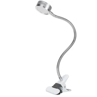 Klemmleuchte, USB-Leseleuchte, warme, kalte Farbtemperatur, 360 verstellbar, flexibles Schwanenhalslicht, Augenpflege, Clip-on-Licht für Bett, Kopfteil, Schreibtisch (Silber)