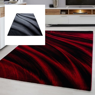 Teppich modern Designer Wohnzimmer Abstrakt Muster Rot oder Schwarz