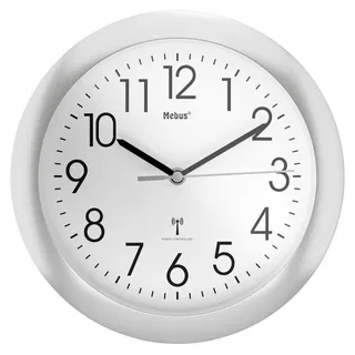 MEBUS Funk-Wanduhr 25,5 cm 52451 silber