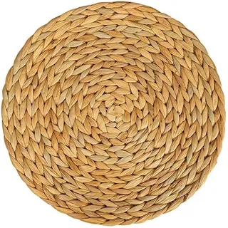 SNQ - Tischsets aus Seegras (geflochtene Wasserhyazinthe) – 30 cm – waschbar – rund, natur, 6er-Set