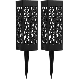 Cyrank 2 Stücke Grabvase, Friedhofsvase, Grabvase mit Erdspieß, Grab Blumenvase, 43,2 cm hohe Schwarze Kunststoff-Gedenkvase mit langem Spike-Pfahl und Abflusslöchern für Grabblumenmarkierung