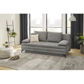 Schlafsofa JOCKENHÖFER GRUPPE "Laurin" Sofas Gr. B/T: 202 cm x 105 cm, Luxus-Microfaser, grau (grau, natur) Einzelsofas als Dauerschläfer geeignet, Bettfunktion und StauraumBettkasten