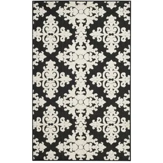 SAFAVIEH Traditionell Teppich für Wohnzimmer, Esszimmer, Schlafzimmer - Cottage Collection, Kurzer Flor, Schwarz und Creme, 244 X 340 cm