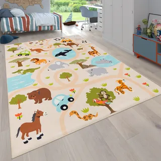 Kinderteppich PACO HOME "Bino 580" Teppiche Gr. B/L: 240 cm x 340 cm, 4 mm, 1 St., bunt (mehrfarbig) Kinder Kinderzimmerteppiche Spielteppich, Motiv Straße & Autos, Kinderzimmer