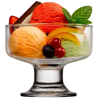 Pasabahce Ice Ville Eis-Becher aus Glas, Schale auf Fuß, Fruchtgeleeschale, Eisgläser, Spülmaschinengeeignete Dessert-Becher, Vorspeise Glas, 6er Set