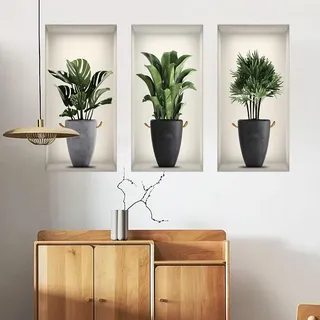 Wandaufkleber, 3d-kunst, Moderne Nischenbilder, Wandaufkleber, Zum Abziehen Und Aufkleben, Für Wohnzimmer, Esszimmer, Schlafzimmer, Große Pflanzen, Rechteckige Nische – Rapanda