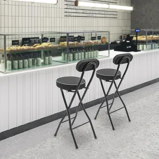 ZNLLQZN 2PCS Tragbarer Barhocker Klappbar HochstüHle, Klapphocker Barstuhl Hocker mit Lehne, für Küche, Bar und Outdoor-Aktivitäten, Belastbarkeit 125kg, Höhe 88 cm (Schwarz)