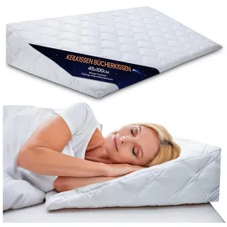 Amazinggirl Keilkissen Bett und Sofa Rückenkissen Kopfteil - Schaumstoff mit Bezug Kissen 45x100 cm