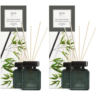 ipuro - Essentials Raumduft Black Bamboo 200ml | Raumerfrischer mit Jasmin, Zitrone, Apfel, & Holzige Amber-Moschus Note Duft Aroma | Diffuser mit Stäbchen | Lufterfrischer für die Wohnung
