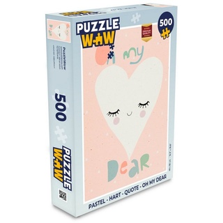 MuchoWow Puzzle Pastell - Herz - Zitat - Oh mein Lieber, 500 Puzzleteile, Foto-Puzzle, Bilderrätsel, Puzzlespiele, Spielzeug bunt