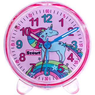 Kinderwecker SCOUT "Favorit", rosa (rosa, transparent), Wecker, Kinder, Quarzwecker, Lernwecker,Geschenkidee,Kinderzimmer, Schulanfang,Einhorn
