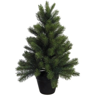 Creativ deco Künstlicher Weihnachtsbaum Weihnachtsdeko aussen, künstlicher Christbaum, Tannenbaum, mit schwarzem Kunststoff-Topf grün 60 cm