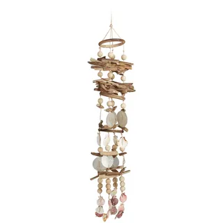 Relaxdays Windspiel mit Muscheln 107 cm Natur