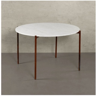 MAGNA Atelier Esstisch ROM mit Marmor Tischplatte, Küchentisch rund, Bistrotisch, Metallgestell, Ø120x76cm weiß