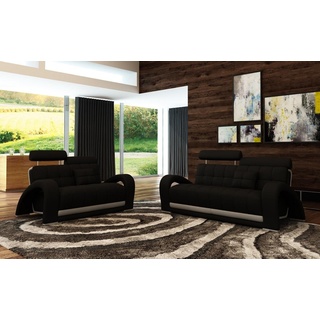 JVmoebel Sofa Leder Couch Sofagarnitur Wohnzimmer Garnituren Couch Set, Made in Europe schwarz|weiß