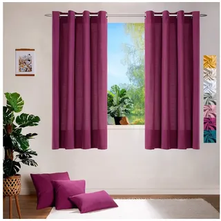 heimtexland Vorhang heimtexland ® Deko Vorhang Baumwolle Dekoschal Blickdicht Einfarbig (1 St), Ösen, blickdicht, Baumwoll-Gemisch, blickdicht lila 140 cm x 160 cm