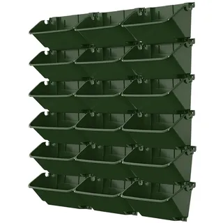 TWSOUL Hängende vertikale Wand Pflanze, 18 Taschen Selbstbewässernder Wandpflanzer, Stapelbarer Vertikale Pflanzenwand Blumentöpfe für Gartenbalkon-Außendekorationen (18 Stück-Grün)