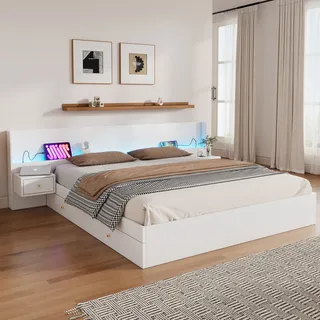 Letto Matrimoniale Con Led E Prese Mdf 180x200 Okmyhome