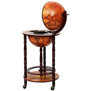 Costway Globus Bar, Barwagen Minibar Weinregal mit Rollen Braun