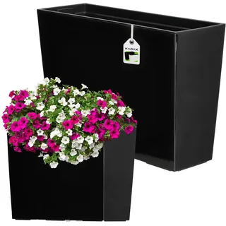 Kadax Blumenkasten aus Kunststoff, mit Einsatz, Glänzend, 56 cm, Schwarz