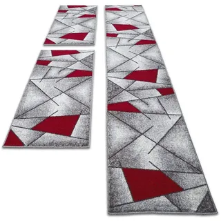 oKu-Tex Bettumrandung 3-teilig 67 x 340 cm / 2 x 67 x 140 cm Rot