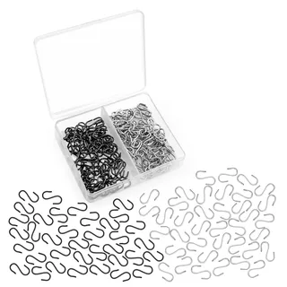 150 Stück Mini Haken zum Einhängen,Stabil und Langlebig S-Förmige Haken Klein,Mini S Hake n Steckverbinder Silber Schwarz,Klein Metallhakens Hake n mit box für DIY Handwerk,Schmuck,Schlüsselkette,Tag