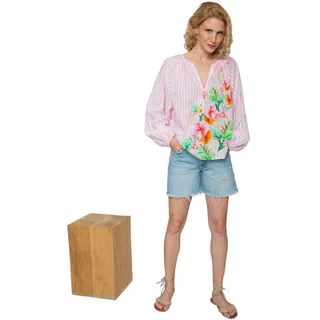 Emily Van Den Bergh Blusenshirt rosa,Casual,Baumwolle,Gestreift,V-Ausschnitt,Lang,Casual Fit rosa 44