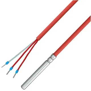 iOVEO 036HS01302 PT100 3-Leiter Temperaturfühler/Kabelfühler/Solarfühler/Temperatursensor mit Silikon-Leitung bis 200°C, 2 Meter