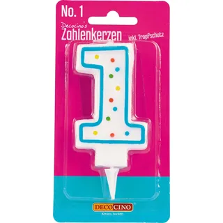 DECOCINO Zahlenkerzen Zahl „1“ – Torten-Kerzen Happy-Birthday-Deko, Gerbutstags-Kerzen, Geburtstags-Deko für Geburtstags-Torte & Geburtstags-Kuchen