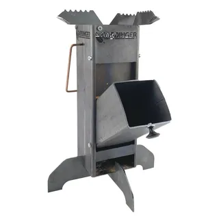 GARDINGER Feuerschale Raketenofen Rocket-Stove Stahl klein 3 mm Materialstärke Topfauflage grau