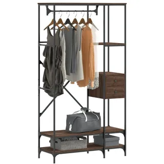 furnicato Kleiderständer mit Ablagen 97 x 40 x 180 cm Braun Eichen-Optik, Garderobenständer mit Schubladen und Ablage für kleine Räume braun