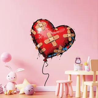 PLIGREAT 2 Blatt Banksy Pflasterherz Wandaufkleber Abnehmbare Große Vinyl Wandtattoos Mit Banksy Graffiti Motiven Für Schlafzimmer Wohnzimmer Büro Zuhause – Ideal Zum Selbermachen Der Inneneinrichtung