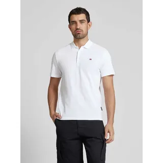 Slim Fit Poloshirt mit Logo-Stitching Modell 'EALIS', Weiss, XXXL