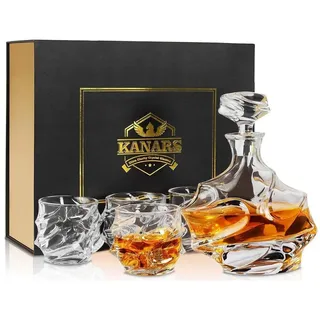 LuxusKollektion Gläser-Set Whisky Karaffe Gläser Set 750ml Dekanter 4x320ml Kristallglas Geschenk beige