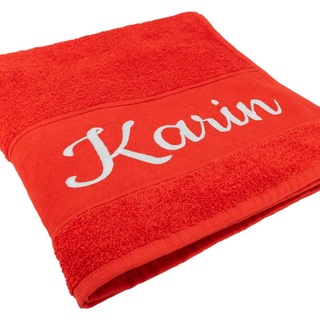 Handtuch mit Namen oder Wunschtext bestickt - 100 x 50 cm | rot