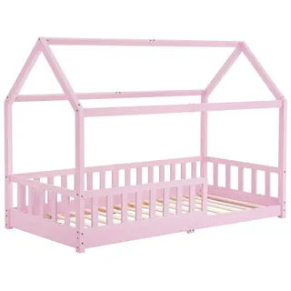 Juskys Kinderbett Marli 90 x 200 cm Kiefer massiv rosa